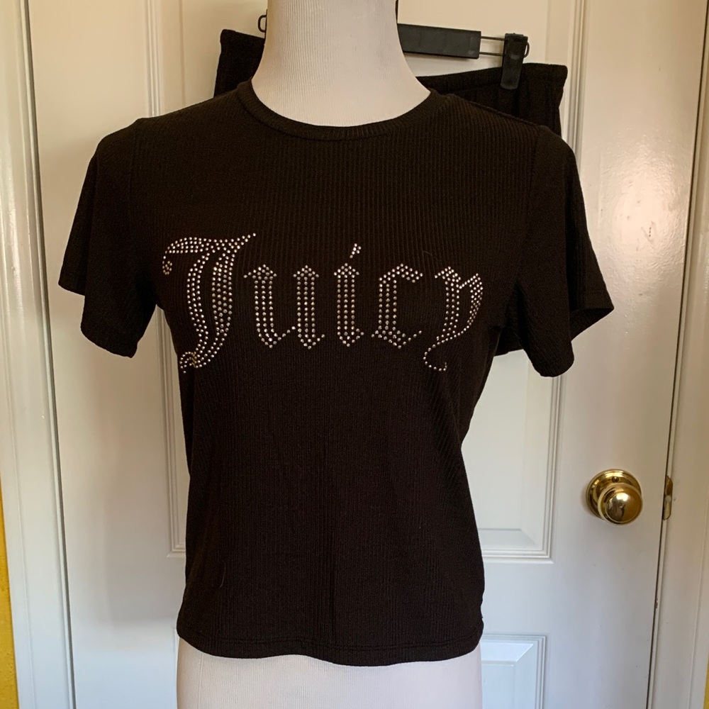 Juicy Couture Black Rhinestone Short Sleeve Tee
